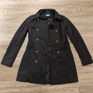 United Colors Of Benetton Short Trench Coat / Jacket in Black